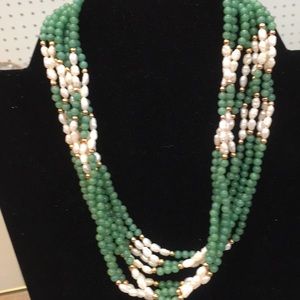 Jade and seed pearl necklace